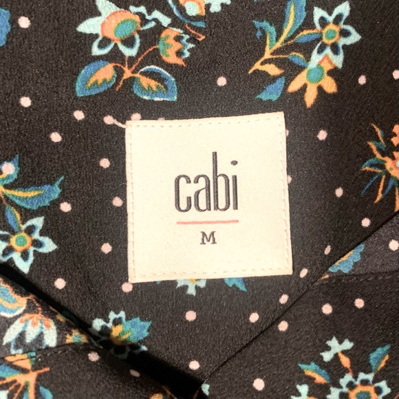 CAbi Whimsy Floral Black Sleeveless Collared Blouse Top Style 3440 Size Medium - Picture 10 of 10